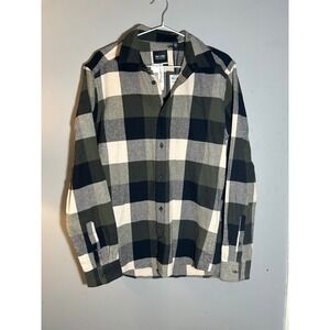 ONLY SONS Mens Plaid Long Sleeve Button Up Shirt Forest Night M M